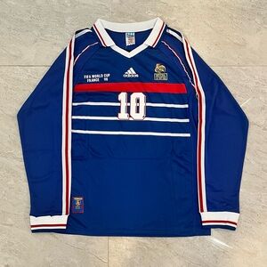 France 1998 World Cup Long Sleeve Home jersey - Zidane #10 US SIZE LARGE